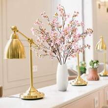 Artificial Cherry Blossom Flowers 4 Pcs Faux Cherry Blossom Stems Faux Silk Cherry Blossom Branches 41'' Fake Flowers Long Stems For Vase Arrangements Home Wedding Table Decor (Pink) KF - New Pink - 查看 2