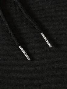 Sudadera con capucha y cordón impresa para hombres - Negro - Ver 3