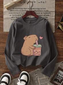 3pcs Tween Girls' Printed Long Sleeve T-Shirts, Suitable For Tween Girlsin Autumn/Winter, Young Student Clothing, Suitable For Outerwear And Layering - Multicolor - View 6