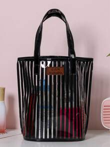 1个大号女士沙滩手提包，防水防沙，带拉链口袋，女士游泳包，彩色条纹装饰，适合存放洗漱用品、化妆品、收纳物品，也适合学校、大学、宿舍、邮轮旅行、沙滩必备品、沙滩巾收纳、沙滩配件、夏季度假必需品。 - 彩色 - 查看 14