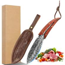 Cuchillo Vikingo Exteriores 3.7 Pulgada,Cuchillo Carnicero Forjado A Mano Con Vaina,Cuchillo De Caza,Cuchillo Chef,Acero De Alto Carbono,Aplicar Para El Hogar,Camping,Barbacoa,Cortar Carne - Rojo - Ver 2