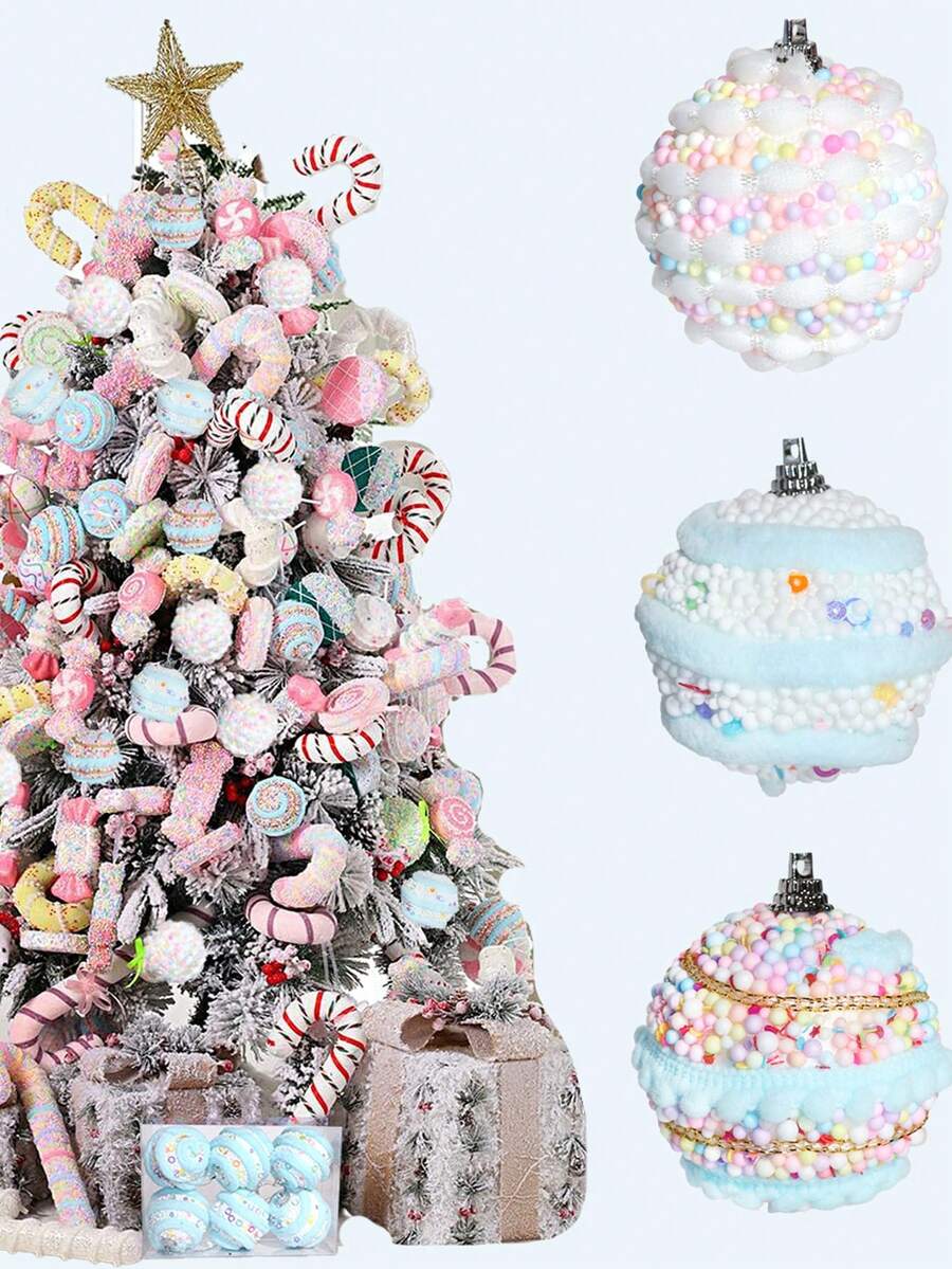 6 Stücke/12 Stücke 6cm bunte Weihnachtskugel-Set, Weihnachtskugel-Ornamente, Valentinstag dekorative Kugel-Geschenkbox, Weihnachtsbaum-Dekorationen, geeignet für Heimdekoration, Feiertagspartyszenen, Außenbereich-Dekoration, Valentinstag- und Hochzeitsdekoration, Weihnachtsdekorationen, Raumdekoration, Winterweihnachtsdekorationen, Weihnachtsgeschenke, Weihnachtsdekoration - Verschiedenfarbig - Übersicht 1