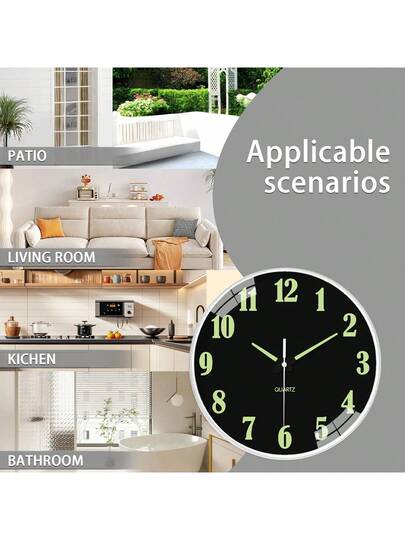 PC Glow In The Dark Wand Clock, Creative Silent Living Room Bedroom, Home Kitchen, Office Easter Friend "10" 12 "(No Battery) (Needs To Absorb Enough Verlichting Energy Shine) view 8