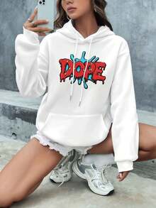 Dope Hoodie Sweatshirt ,Women's Double-Sided Printed Casual Comfortable Hoodies, Autumn And Winter Casual Versatile Jackets (1 PC) - 白色 - 查看 1