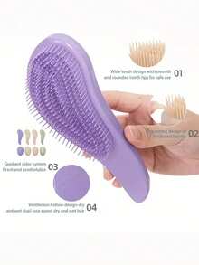 Bộ 5 lược gội đầu massage, lược gỡ rối bằng rơm lúa mì, lược gội đầu massage tạo kiểu, chăm sóc tóc, chăm sóc tóc thẳng và tóc xoăn, mọi loại tóc, bộ lược chải tóc du lịch dành cho nữ - Nhiều màu - Xem 3