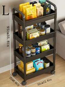 1 Stück Kunststoff 3-stöckiger Nutzwagen, rollbarer Organisationswagen mit Griff und Rädern, multifunktionale Aufbewahrungsregale für Küche, Wohnzimmer, Büro