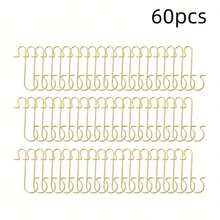 60pcs Christmas Decoration Hooks, Ornament Hangers, Christmas Metal Wire, Silver & Gold Hooks, Red & Green Hanging Hooks, Christmas Tree Decor, Christmas Accessories Metal Small Hanging Clips, Christmas S-Hooks - Multicolor - View 16