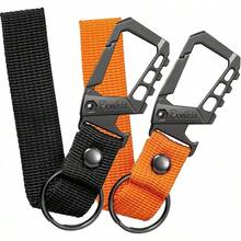 Llavero de metal resistente, clip de mosquetón, abridor de botellas, anillo de muñeca, llavero de coche unisex para hombres y mujeres - 2 unidades (negro + naranja) - Ver 12