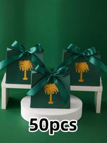 10/50个装绿色礼品袋，婚礼巧克力包装纸配丝带，节日礼品袋，小型企业用品，包装盒，婚礼用品，婚礼回礼，婚礼宴会装饰，返校季