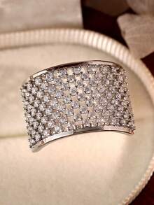 Juego de anillos de plata con circonita cúbica apilables en caja de regalo de lujo, joyería de moda elegante adecuada para bodas y regalos - Plata 2 - Ver 5