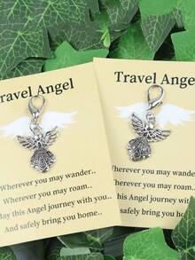 5/20pcs Travel Angel Keychains, Mini Metal Ornaments, Sturdy & Cute, For Graduation, Farewell, Remembrance, Holidays, Good Luck, Includes Inspirational Card - Multicolor - View 6