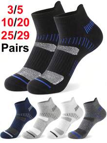 29 双柔软舒适防摩擦男士吸汗运动休闲低帮浅口短袜，男女通用船袜，适合骑自行车、跑步、旅行、徒步旅行、登山...... - 彩色 - 查看 38