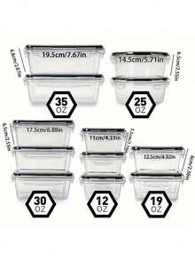 12 pojemników do przechowywania zboża z pokrywkami, hermetyczne zamknięcie, przezroczyste, różne rozmiary – idealne do owoców, warzyw i makaronu, wykonane z polipropylenu – bezpieczne w kuchence mikrofalowej, organizacja kuchni | Elegancki design do przechowywania | Pojemniki bezpieczne w kuchence mikrofalowej