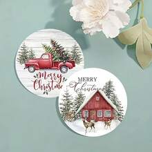 Set Of 8/16 Fun Christmas Design Wooden Coasters, Wooden Coasters For Farmhouse Bar, Perfect Gift, New Home Decor, Wooden Tabletop Coasters, Kitchen Decor, Table Decor, Christmas Gift,Coaster Set,Coasters Drink Coasters,Coaster For Cup At Home