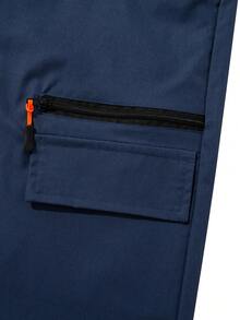 Men's Autumn & Winter Outdoor Workwear Straight-Leg Pants: Large Zippered Pockets, Elastic Drawstring Waist, Slant Pockets-Perfect For Trekking, Fishing, Camping, Climbing, Sports, Fitness, Running And Casual Wear. - Navy Blue - View 11