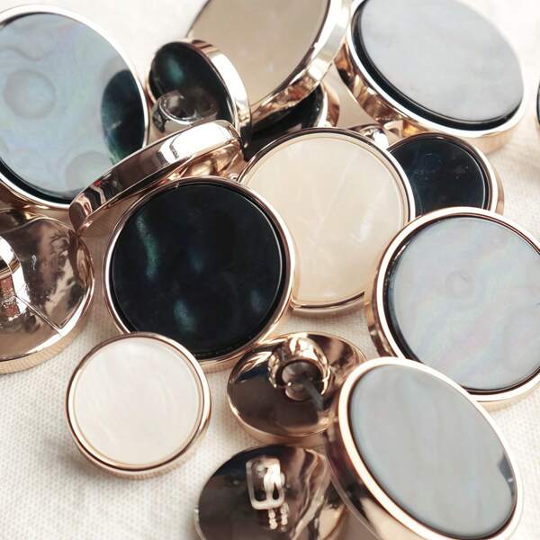 6/10/12/20pcs Black & White Pearlescent Texture Cat Eye Resin Buttons, Versatile Fashion Decorative Buttons For Suit, Coat, Sweater, Cardigan, Shirt, DIY Accessories