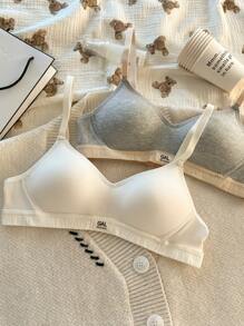 2pcs/Set Girls Wireless Bras, Seamless Thin Padded Bras For Students, Comfortable & Breathable Sports Bras