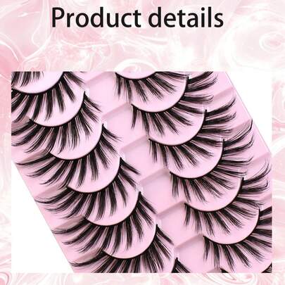 10对狐狸眼假睫毛配猫眼睫毛，浓密自然卷翘睫毛，适合日常使用