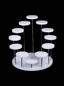 Acrylic Cupcake Stand Round Jewelry Display Stand,Multi-Layer Ring Display Stand Cupcake Holder,Cake Dessert Stand Party Decoration Essentials,Multi-Layer Round Dessert Cake Placing Rack,Suitable For Rings And Earrings, Miniature Statues, Black And Clear Wedding Accessories