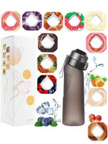 1pc 650ml Air Bottle Tritan Water Bottle Scented Pods Air Scent 0 Sugar Fruit Flavour Up Tritan Plastic Water Drink Bottle With Fragrance Drink More Water(One Water Bottle With A Random Flavor Fragrance Ring)
