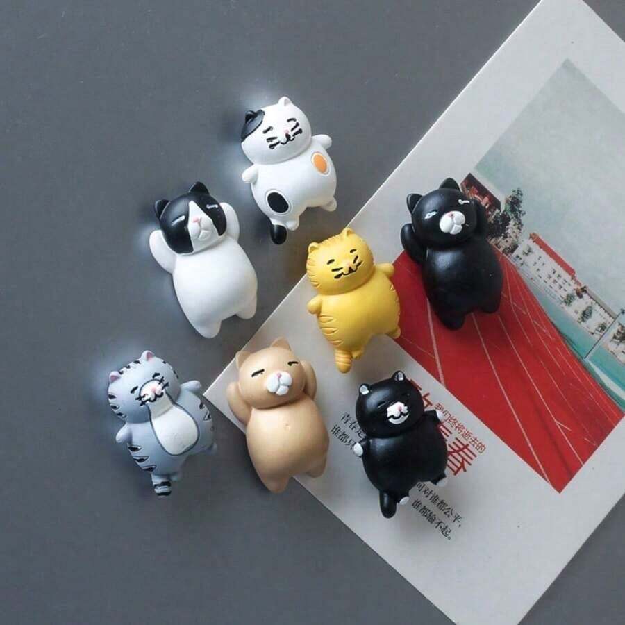 6入可愛胖貓冰箱磁鐵,彩繪動物樹脂磁性白板貼紙,鐵門磁鐵裝飾,可愛裝飾磁鐵,辦公室磁鐵,適用廚房辦公室白板儲物櫃與洗碗機的個性化冰箱磁鐵,廚房裝飾,居家裝飾,情人節禮物,送給朋友與家人的禮物,隨機發貨 - 彩色 - 查看 1