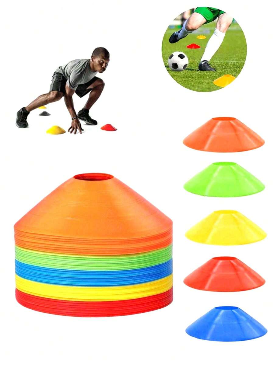 10pcs Round Disc Marker Cones, Basketball Obstacle Markers, Football Training Equipment - Multicolor - View 1