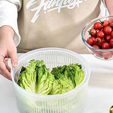 1pc Multi-Function Multi-Color Vegetable Salad Spinner, Manual Fruit & Vegetable Dehydrator, Vegetable Spinner, Fruit & Vegetable Washing Basket, Double-Layer Draining Bowl, Shatter-Resistant, PP Material, Kitchen Tool, Efficient Salad Maker, Vegetable Dehydrator, Kitchen Essential - Multicolor - View 11