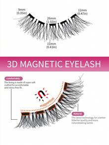 MAGEFY 3/2对卡通磁性假睫毛套装，自然妆效，可重复使用，包含专业睫毛夹和眉胶，无需胶水，易于佩戴和卸除，全天舒适，粉色包装 - 眼尾拉長款 - 查看 7