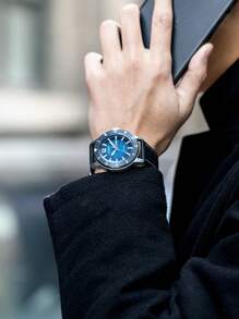 CITIZEN Men's Watch Ec-O-Drive Movement Watches For Men With Blue Dial Leather Strap Analog Quartz Watch With Luminous Hands And Markers