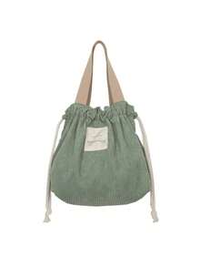 午餐袋灯芯绒帆布午餐盒抽绳野餐布小手提包晚餐容器食品储存袋午餐袋女士冷藏袋午餐盒学校用