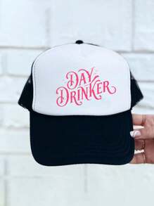 1pc Y2K Embroidered "Day Drinking" Cord Mesh Snapback Cap, Breathable Adjustable Golf Sun Hat For Women/Men, Fashionable Summer Casual Unisex Hat - Sponge Mesh Cap - View 16