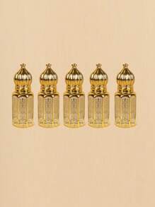 1/3Pcs Premium Golden Glass Essential Oil Roller Bottles,6ml Travel-Ready Bottles With Glass Ball And Crown Caps,Perfect For Perfume, Lip Gloss, & On-The-Go Beauty