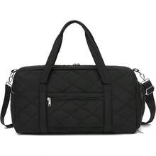 BLUBOON Bolsa de lona para niñas y niños, bonita bolsa de gimnasio con compartimento para zapatos y separación para objetos húmedos, impermeable, para deportes durante la noche - Rejilla diamante negra - Ver 3