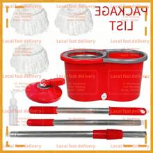 Local Devery-1 Set, Spin Mop Bucket With Wringer Set, Mop And Bucket 360°Spinning System With Microfiber Mop Refills, 61" Stainless Steel Adjustable Handle For Floor Cleaning