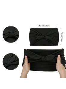 Plain    Polyester    Knot    1pcs Black Bow Design Extra Wide Headbands, Women Non-Slip Headwraps, Hair Accessories Turban For Workout, Made Of Polyester Fiber, Hairband - Màu vàng - Xem 8