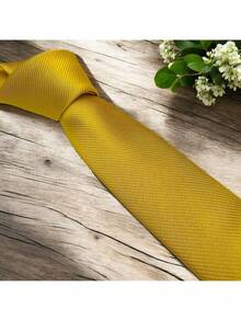 DOZE GOLDEN Men's Ties Slim Tie STRIPED TWILL FABRIC Casual, Perfect For Friends As A Gift Wedding Daily Use - 金色 - 查看 1