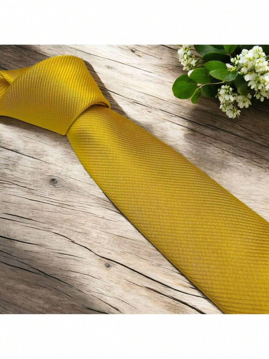 DOZE GOLDEN Men's Ties Slim Tie STRIPED TWILL FABRIC Casual, Perfect For Friends As A Gift Wedding Daily Use - 金色 - 查看 1