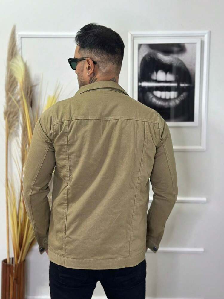 Men's Denim Jacket - Caqui liso - Añade 2