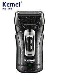 Kemei 1 pezzo Rasoio elettrico professionale KM-T98 impermeabile per barba, ricarica USB rapida, adatto per rasatura a secco o umida, rasoio alternativo per il viso