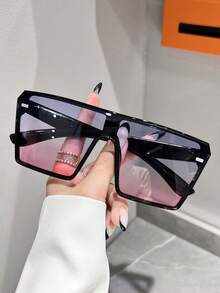 1/2/3 Pair Unisex Shield Shaped Large Frame Rivet Sunglasses, Suitable For Fishing, Travel, Sports, Driving, Holiday Outfits, Summer Accessories, Beach, Music Festivals, Outings, Vacations, Family Trips, Elegant Attire, Street Style, Sports Style, Parties, Outdoor Activities, Holiday, Golf, Hiking, Outdoor Events - 彩色 - 查看 6