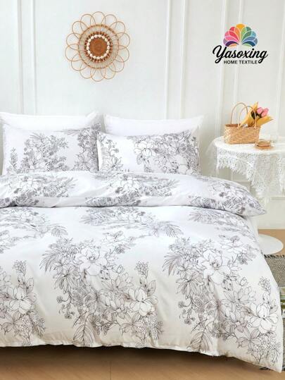 Flower Print Duvet Cover Set Without Filler