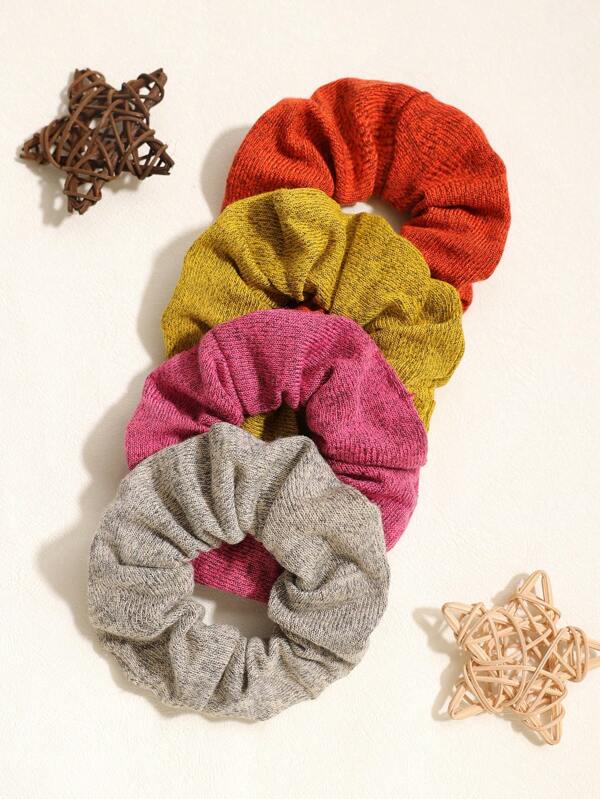 4 pièces Chouchous en tricot de couleur unie, accessoires pour cheveux, supports de queue de cheval, élastiques à cheveux, bandes élastiques pour cheveux, corde à cheveux, attache-cheveux élastique, beauté et maquillage