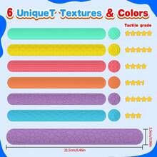 Conjunto de 6 pulseiras antiestresse - Adequadas para crianças e adultos - Pulseiras com textura tátil - Brinquedos antiestresse de silicone, pulseiras para lembrancinhas de festa infantil (formatos e cores sortidas) - Multicolorido - Ver 3