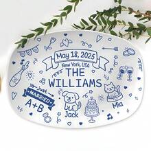 صينية زفاف مخصصة هدية عروس شخصية، هدية للعروسين، تذكار للعروس والعريس، حفل استحمام العروس، هدية للأصدقاء، هدية للصديقة المقربة - متعدد الألوان - مشاهدة 5