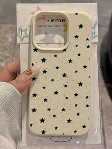 1 件白色神秘黑星图案全覆盖 TPU 防震手机壳，适用于 16、15、14、13、12、11 Pro Max 及系列 - 彩色 - 查看 3