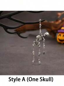 万圣节骷髅耳环 - 女士恐怖人类骷髅耳环，朋克风格哥特式骷髅吊坠耳环，万圣节复活节派对珠宝礼物，适合万圣节角色扮演服装配饰，朋克银骷髅戒指，波西米亚哥特式风格 - 彩色 - 查看 12
