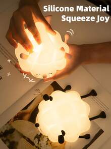 1 pieza Lámpara de noche para decoración de dormitorio infantil, linda lámpara de iluminación LED con forma de oveja, lámpara de mesa decorativa, lámpara de escritorio, luz de animal con sensor para dormitorio, regulable, 3 modos de color cálido, lámpara de mesita de noche/compañero de sueño cómodo y artístico, decoración encantadora para el dormitorio, luz LED perfecta para decoración de fiestas, control táctil de silicona, alimentada por USB, adecuada para habitación infantil, dormitorio, mesa