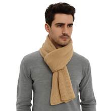 Men's Cozy Winter Knit Wool Scarf - Beige - View 2