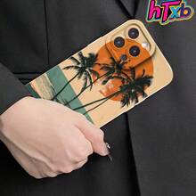 Funda para teléfono 1 pieza Diseño de coco ondulado TPU Cobertura total Ojo blanco Auténtica cubierta mate resistente a los golpes Protector de lente 16 Pro, SE4/16E, 16, 15 Pro, 14 Plus, 13, 12 Pro, 11 Pro, X, XS, S22, S23, S24, S23 Ultra, S25. - Blanco - Ver 5