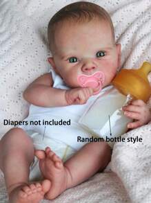 Realistic 18 Inch Reborn Baby Doll, 43 Cm Full Body Soft Silicone Vinyl Bathable Girl Doll Tactile 3D Painted Body And Visible Veins Flexible Limbs Hand-Painted Hair - Collectible Art Doll Christmas Gift/Birthday Gift/Thanksgiving Gift